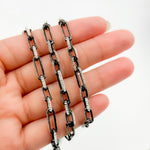 Load image into Gallery viewer, Z119SBDC. Black Rhodium and White Sterling Silver Paperclip Diamond Cut Cable Chain