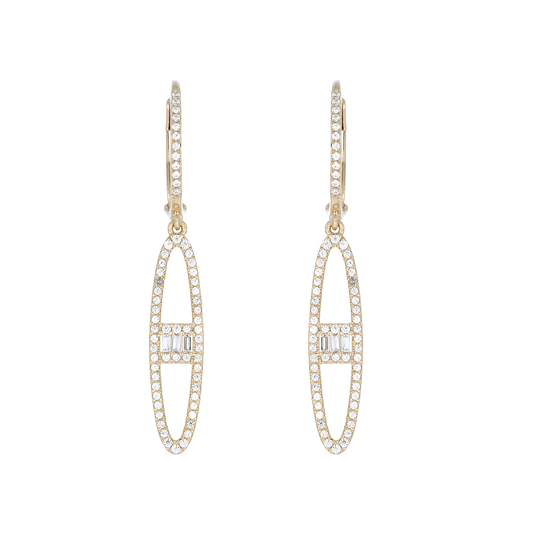 EFG53685. 14K Solid Gold and Diamonds Dangle Earrings