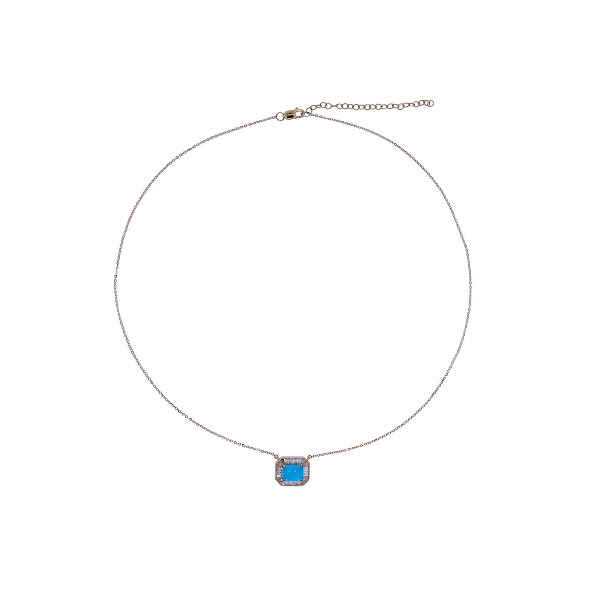 CN97216. 14K Solid Gold Octagon Gemstone Fancy Tiny Necklace