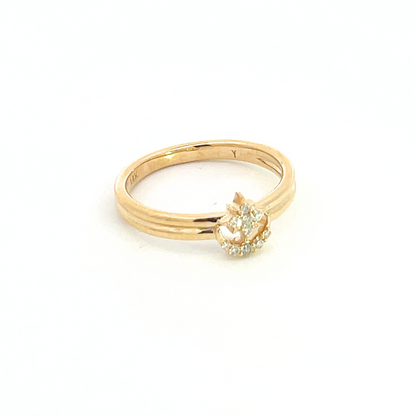 14k Solid Yellow Gold Diamond Moon and Star Ring.