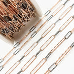 Load image into Gallery viewer, V4RGB. Sterling Silver Diamond Cut Long Rose Gold Plated &amp; Short Black Rhodium Paperclip Chain
