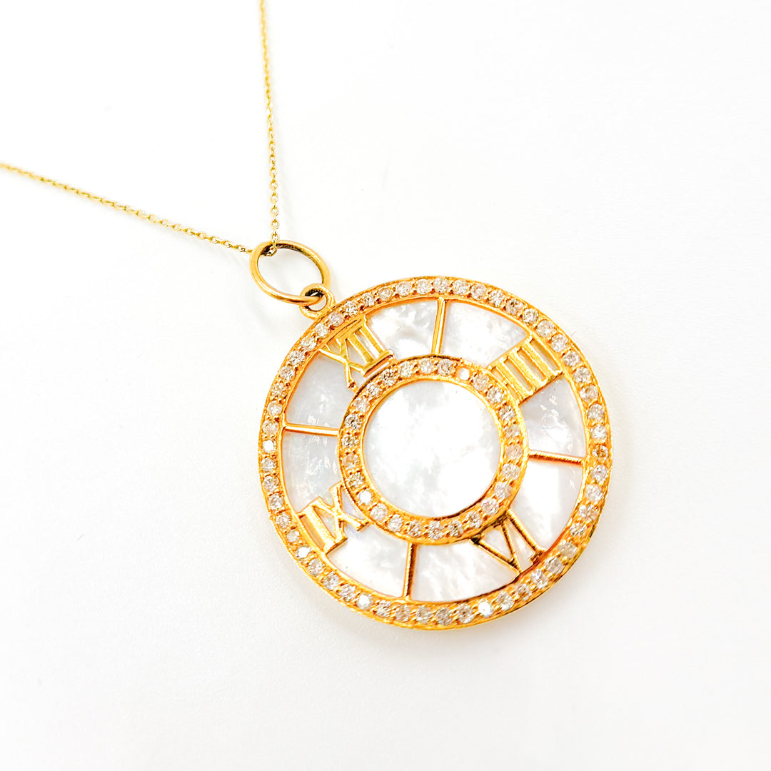 Shop now 14K Solid Gold Roman Time Pendant