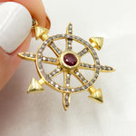 Load image into Gallery viewer, DP736. Diamond Sterling Silver Round Arrow Pendant with Gemstone
