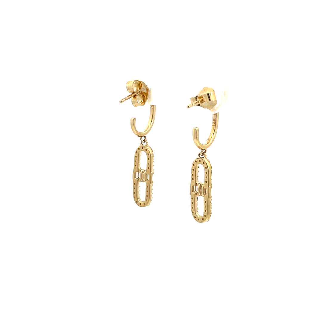 14K Solid Gold and Diamonds Link Earrings. EFE52048