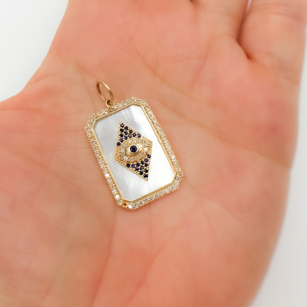 Shop Now Gold Evil Eye Rectangle Pendant