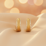 Load image into Gallery viewer, EHD57280. 14K Solid Yellow Gold Diamond Hoop Earrings