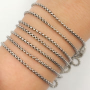 Oxidized Sterling Silver Round Box Chain