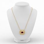 Load image into Gallery viewer, CN97285RU6X4. 14K Solid Gold Octagon Ruby and Diamond Fancy Tiny Necklace