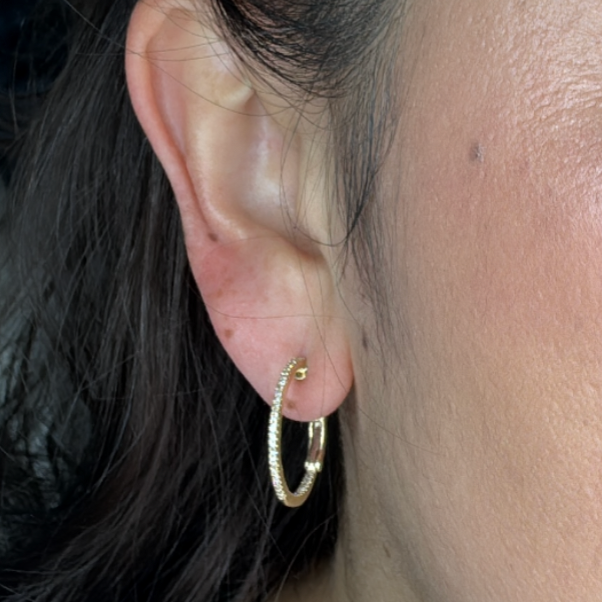 EHE56120. 14k Solid Gold Diamond Hoops