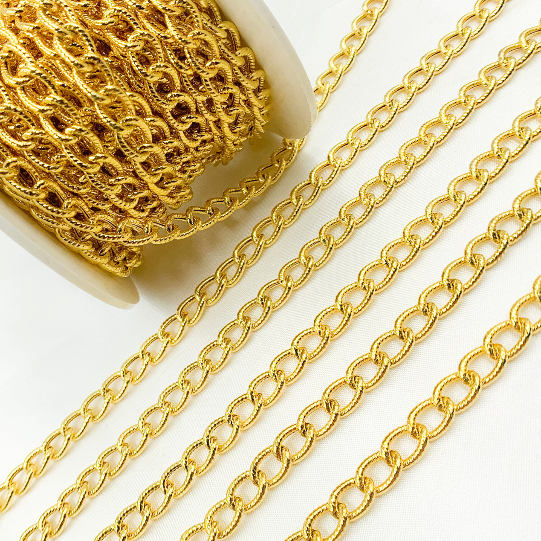 Gold Plated 925 Sterling Silver Textured Cable Chain