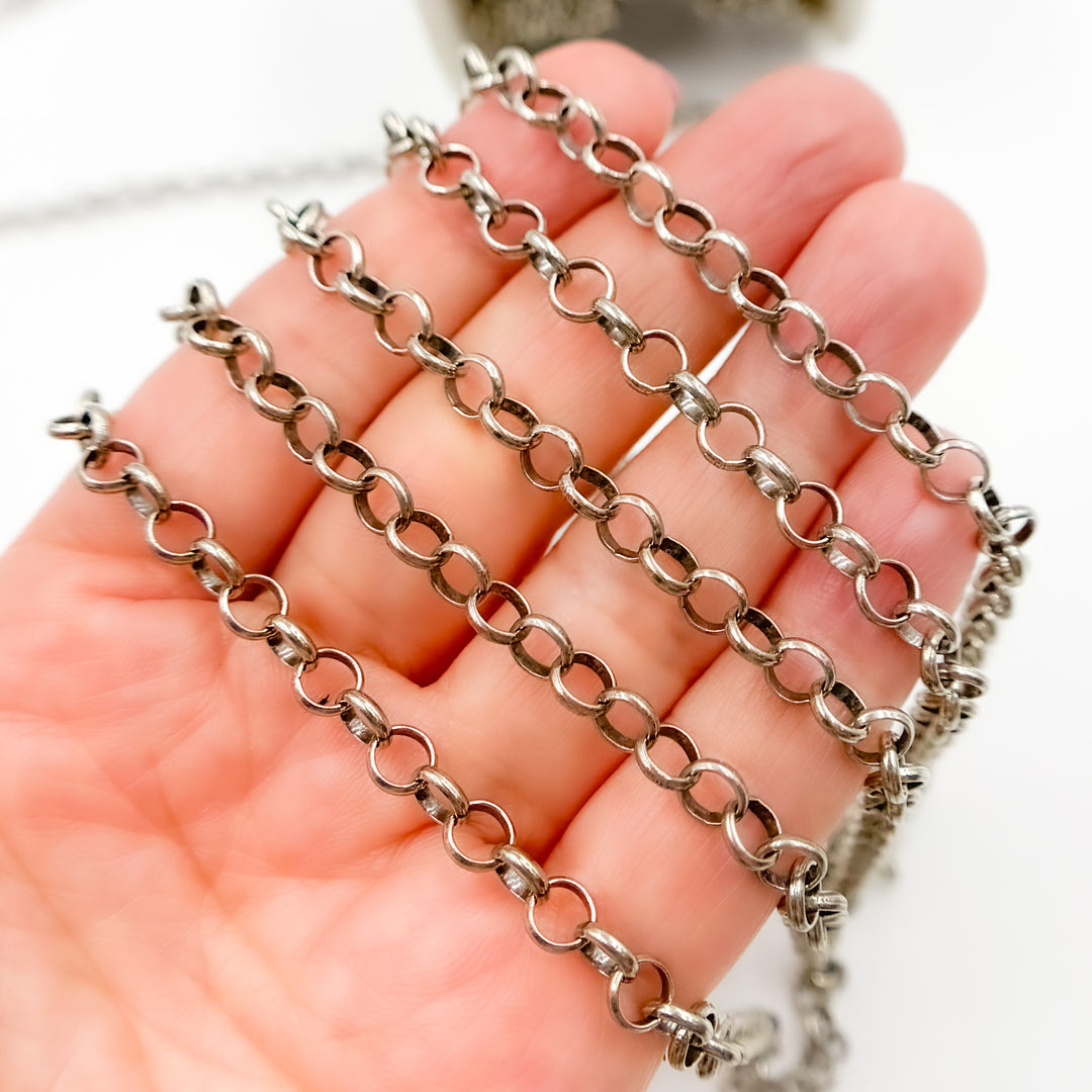 V89OX. Sterling Silver Oxidized Rolo Chain