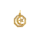 Load image into Gallery viewer, GDP210. 14K Solid Gold Diamond Octagon Moon and Star Charm
