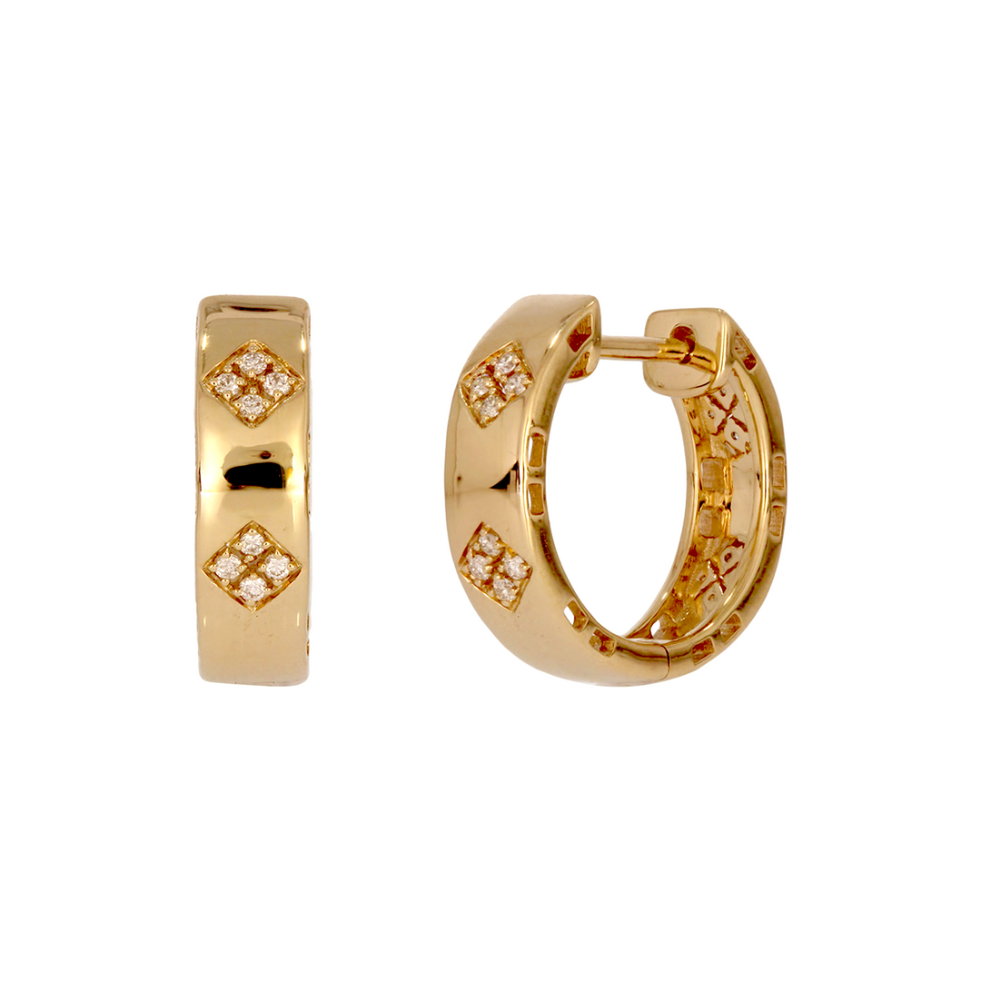 EHC57590. 14K Solid Yellow Gold Diamond Hoop Earrings