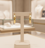 Load image into Gallery viewer, GER2. 14K Solid Gold Textured Hollow Hoops Earrings