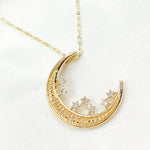 Load image into Gallery viewer, 14k Solid Gold Diamond Moon and Stars Pendant. PFC30877
