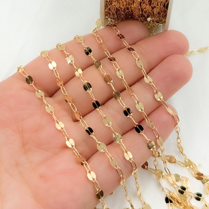 V234GF. 14k Gold Filled Flat Marina & Cable Link Chain