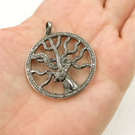 Load image into Gallery viewer, DP092. Diamond Silver Round Tree and Snake Pendant with Blue Sapphire
