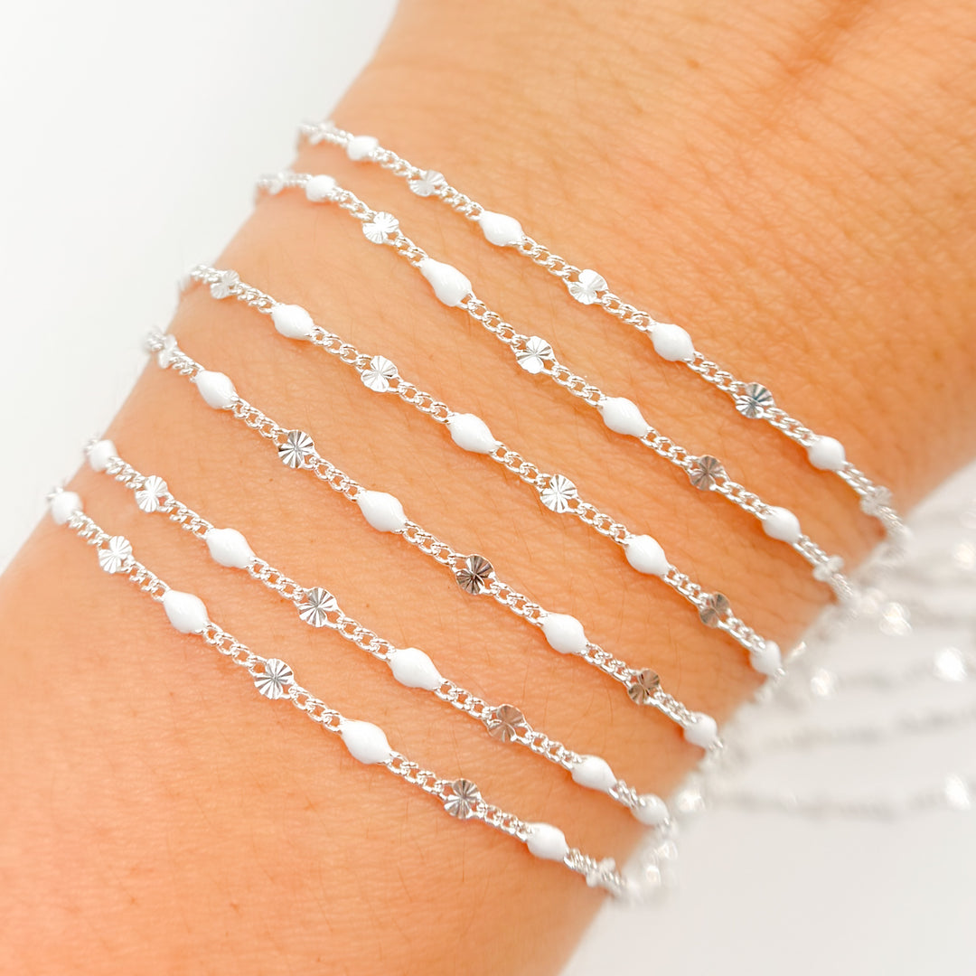 V269ENSS. Sterling Silver Enamel Marina Link Chains