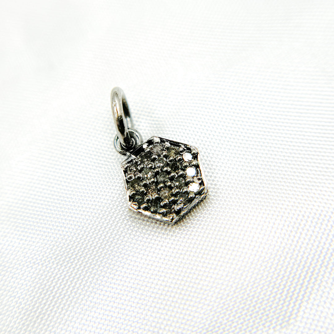 DC461. Diamond Silver Hexagon Charm