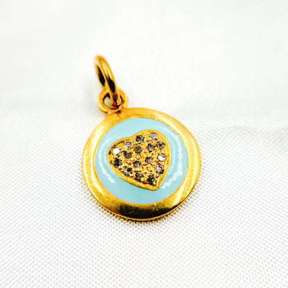 Shop Now Diamond Sterling Silver Round Heart Enamel Charm