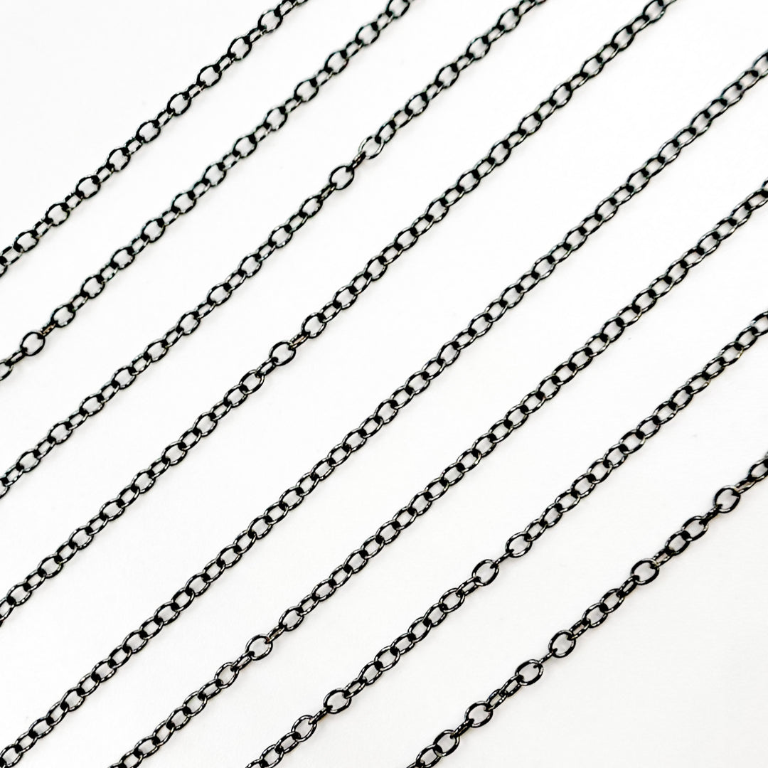 V199BR. Oxidized Sterling Silver Smooth Oval Link Chain