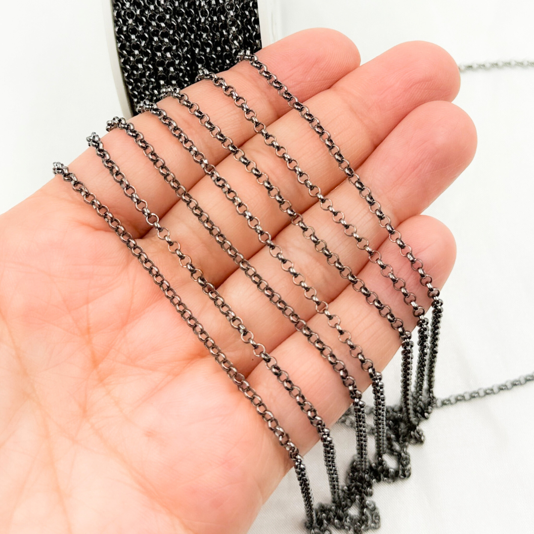 Oxidized 925 Sterling Silver Rolo Chains