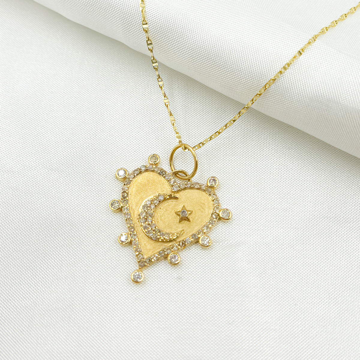 14k Solid Gold Diamond Heart Charm. GDP661