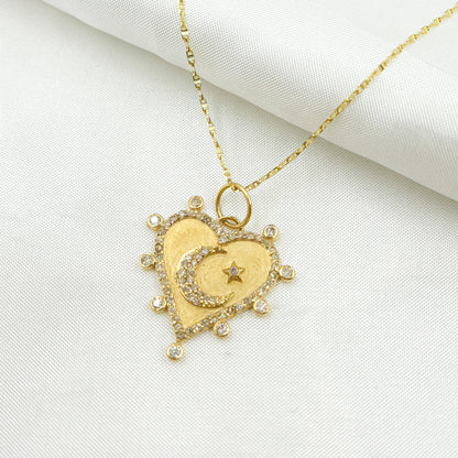14k Solid Gold Diamond Heart Charm. GDP661