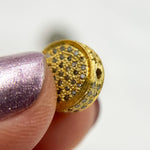 Load image into Gallery viewer, Pave Diamond &amp; 925 Sterling Silver Black Rhodium, Two Tone and Gold Plated Coin Bead. DC835
