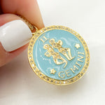 Load image into Gallery viewer, DP624A. Diamond Sterling Silver Gemini Zodiac Enamel Pendant
