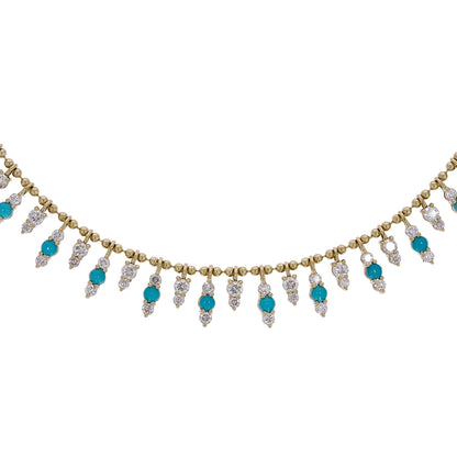 NFN71705. 14K Solid Gold Diamond and Gemstone Necklace