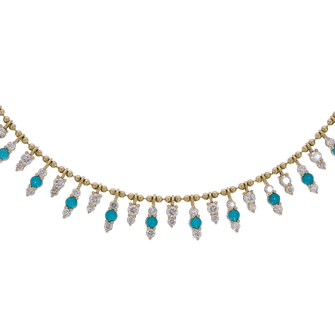 NFN71705. 14K Solid Gold Diamond and Gemstone Necklace