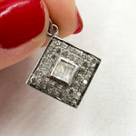 Load image into Gallery viewer, DC935. Diamond Sterling Silver Square Charm with Gemstone
