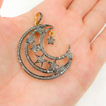 Load image into Gallery viewer, DP079. Diamond Sterling Silver Moon and Star Pendant
