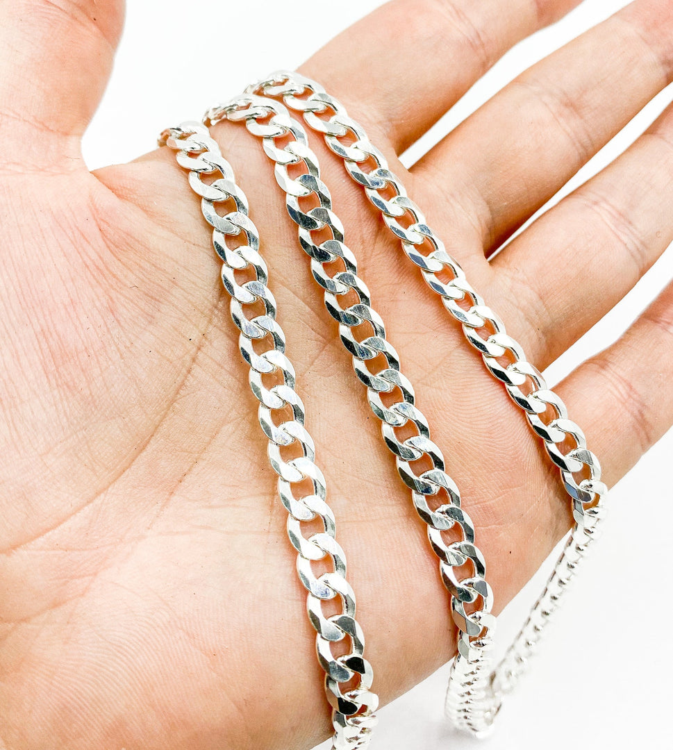 925 Sterling Silver Flat Curb Chain. Y74SS