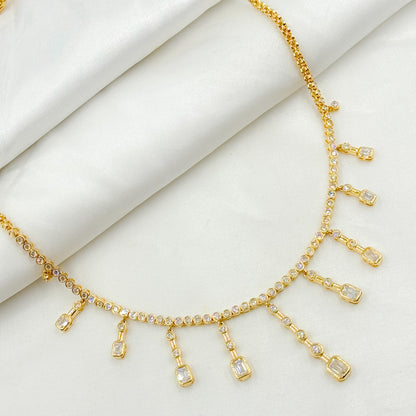 NFR71416. 14K Solid Gold Diamond Dangle Necklace