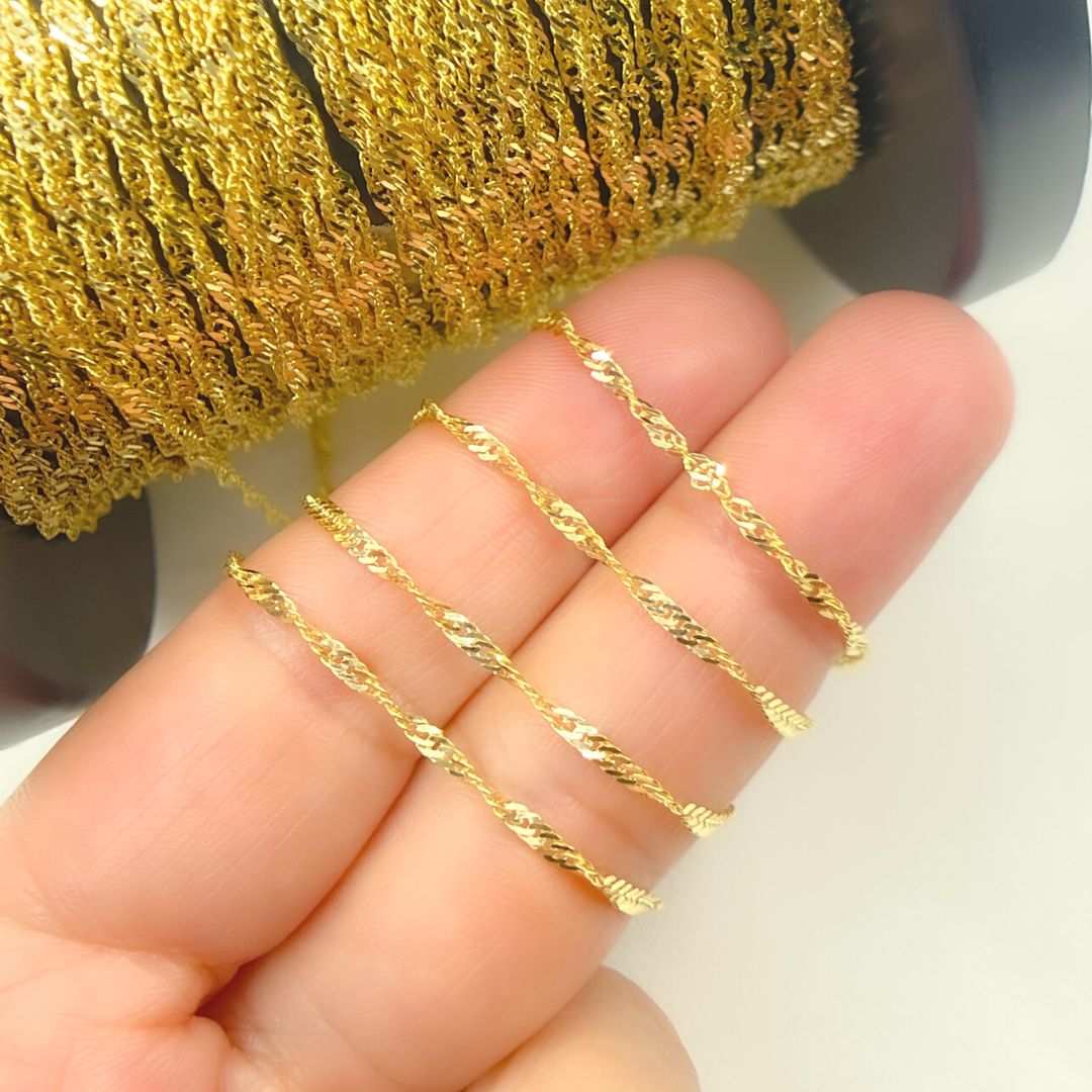 14K Solid Gold Singapore Chain