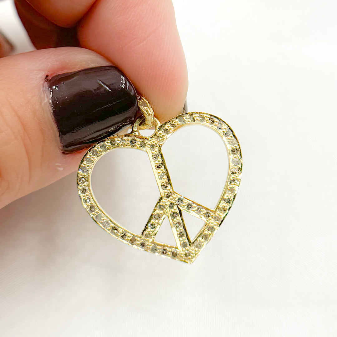 DP809. Diamond Sterling Silver Heart Peace Pendant