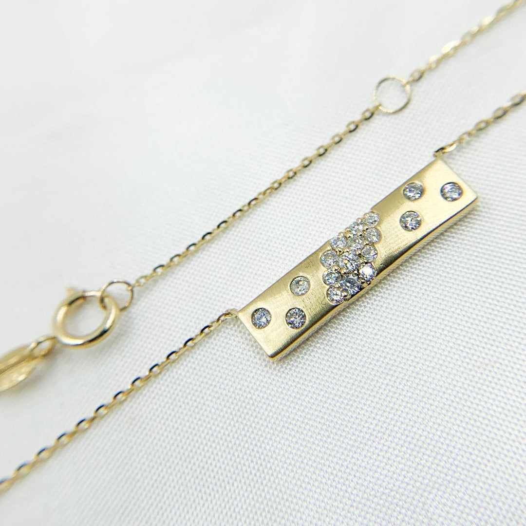 14K Solid Gold Diamond Bar Necklace. NT403620