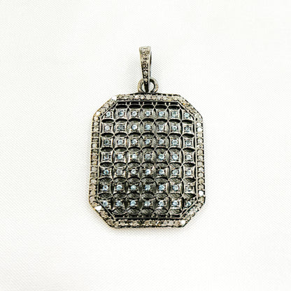 DP157. Diamond Sterling Silver Rectangle Pendant