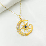 Load image into Gallery viewer, 14k Solid Gold Moon and Star Diamond and Blue Sapphire Charm. GDP304
