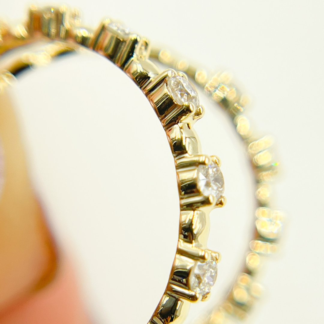 14K Yellow Gold Double Diamond Ring