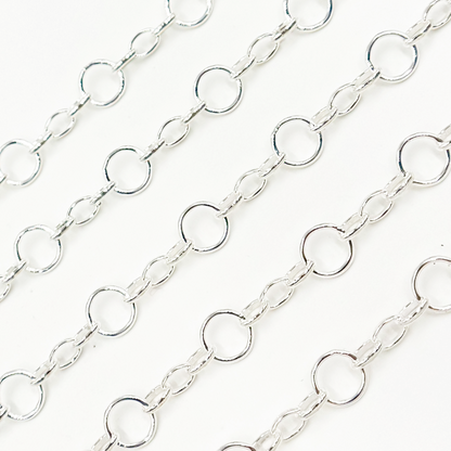 Sterling Silver Smooth 1 Round & 3 Oval Link Chain
