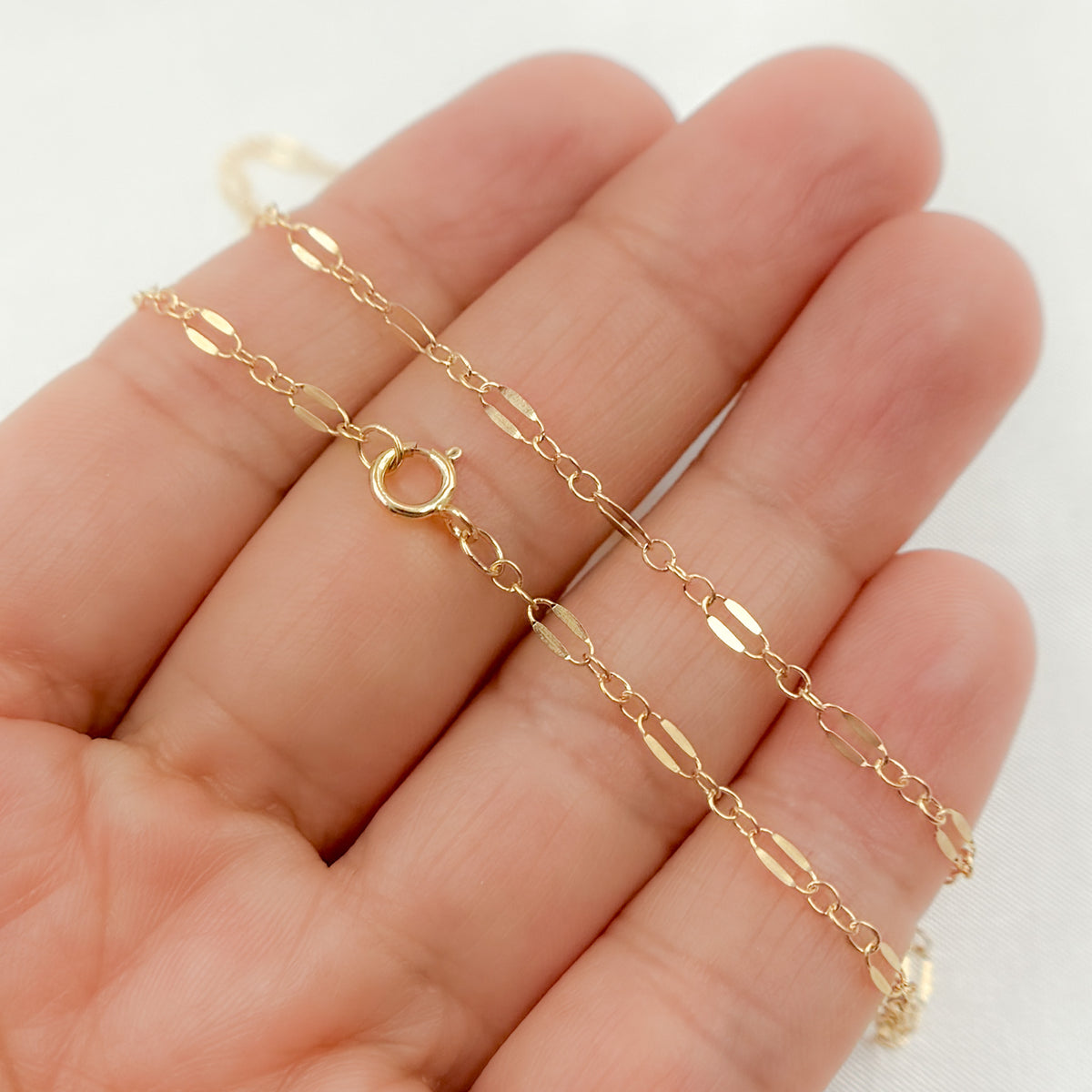 1175GFNecklace. 14K Gold-Filled Flat Marina and Cable Links Necklace