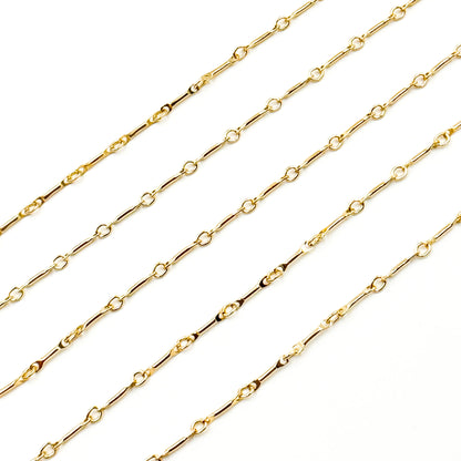 14K Solid Yellow Gold Bar Chain