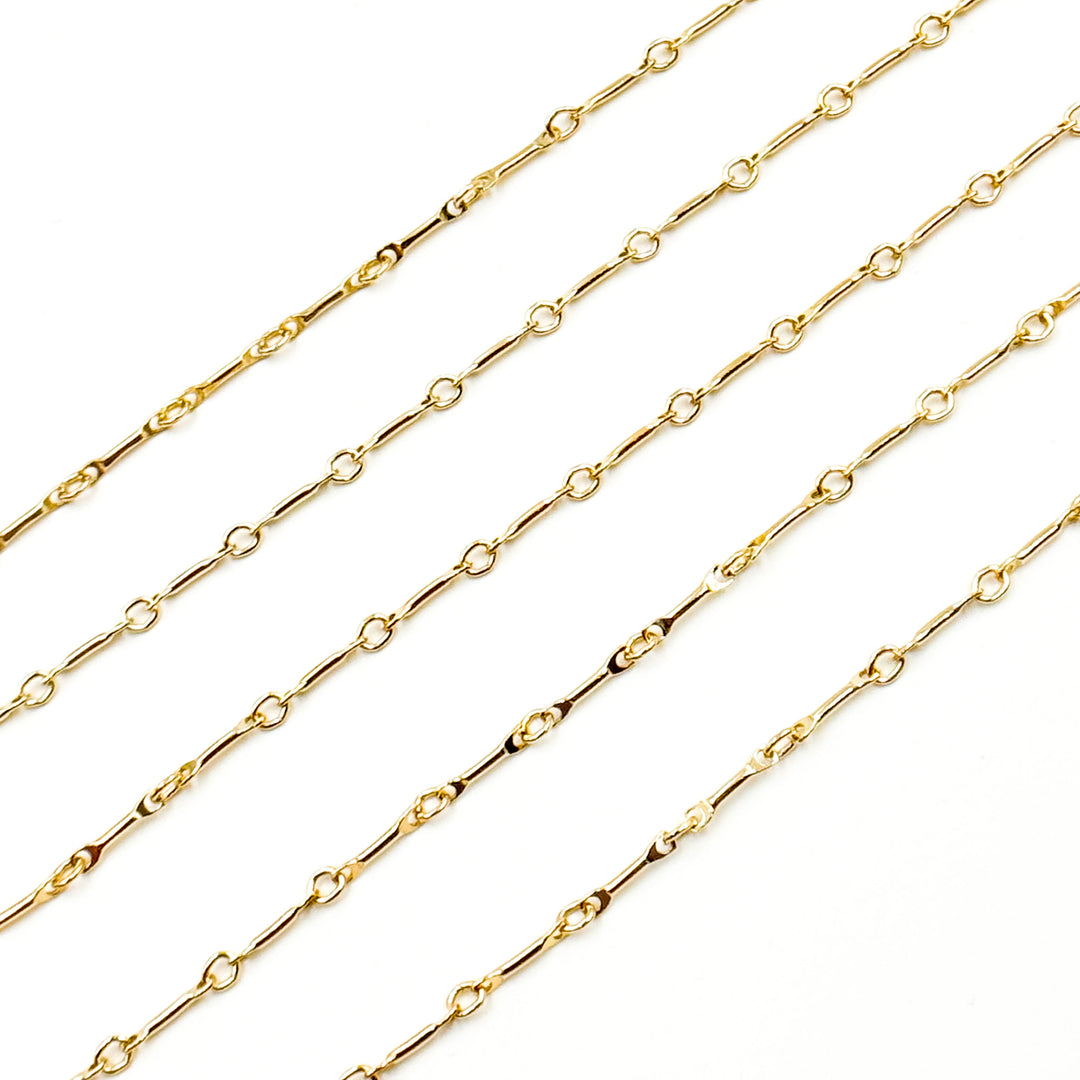 14K Solid Yellow Gold Bar Chain