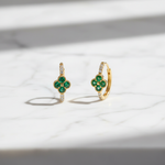 Load image into Gallery viewer, HP402563. 14k Solid Gold Diamond and Gemstones Fancy Flower Hoop Earrings