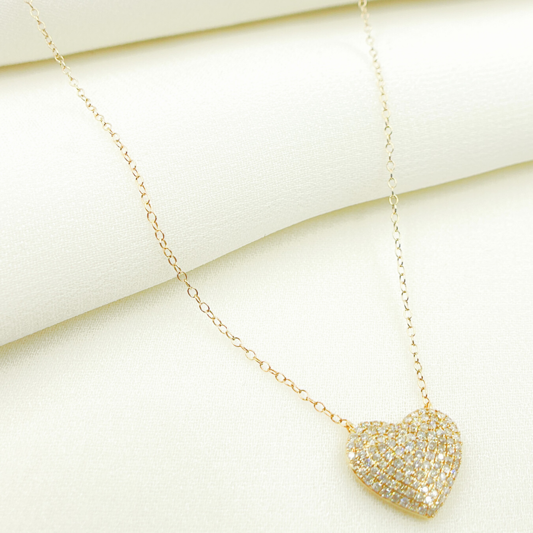 14K Solid Gold Diamond Heart Necklace. NFH71180