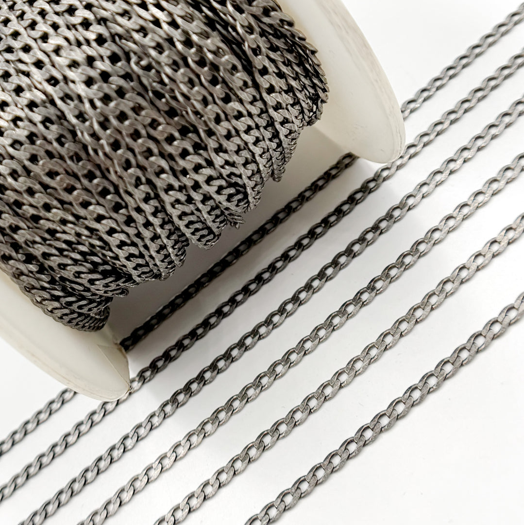 X12OX. Oxidized Sterling Silver Curb Chain