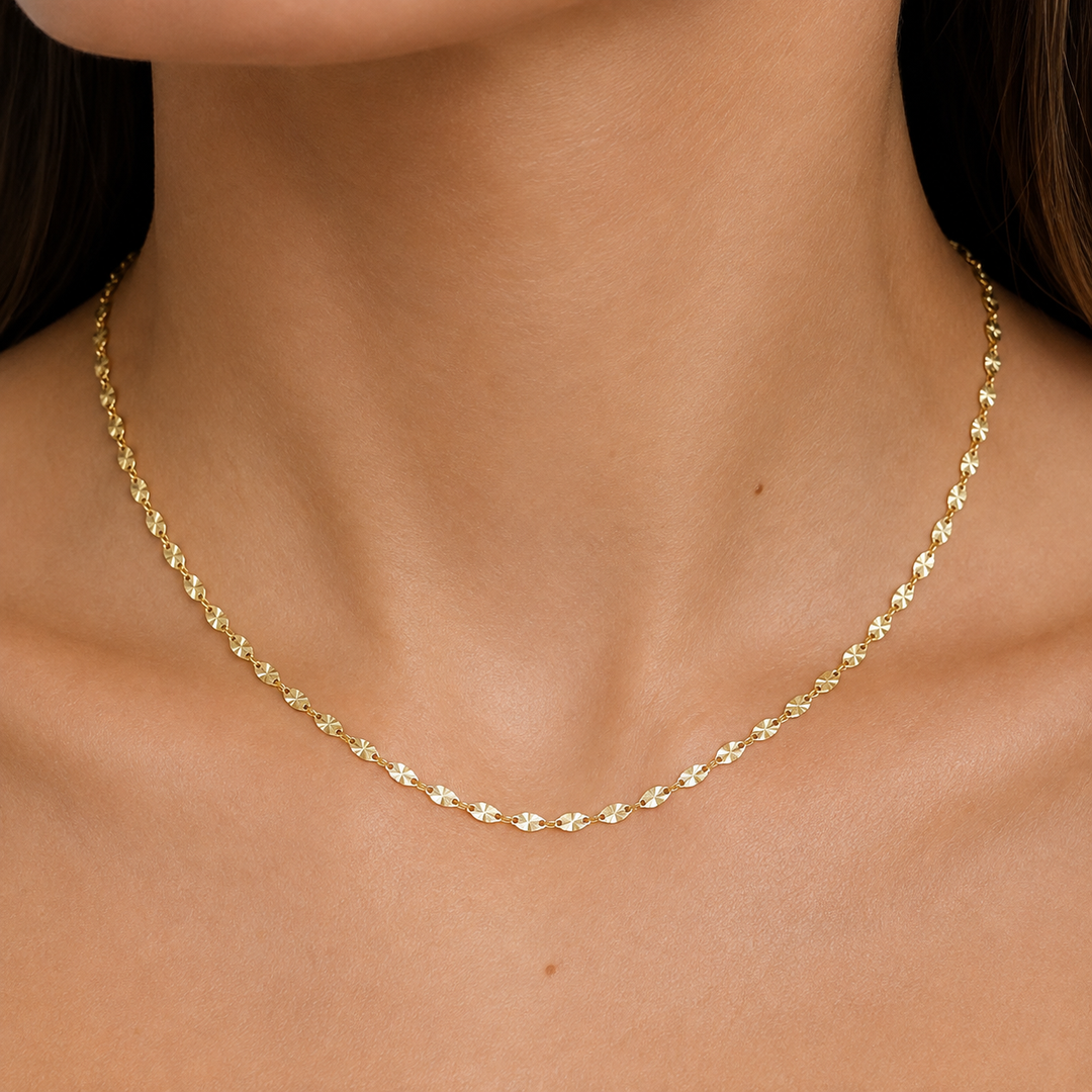040FA1P122. 14k Solid Yellow Gold Marina Diamond Cut Link Chain